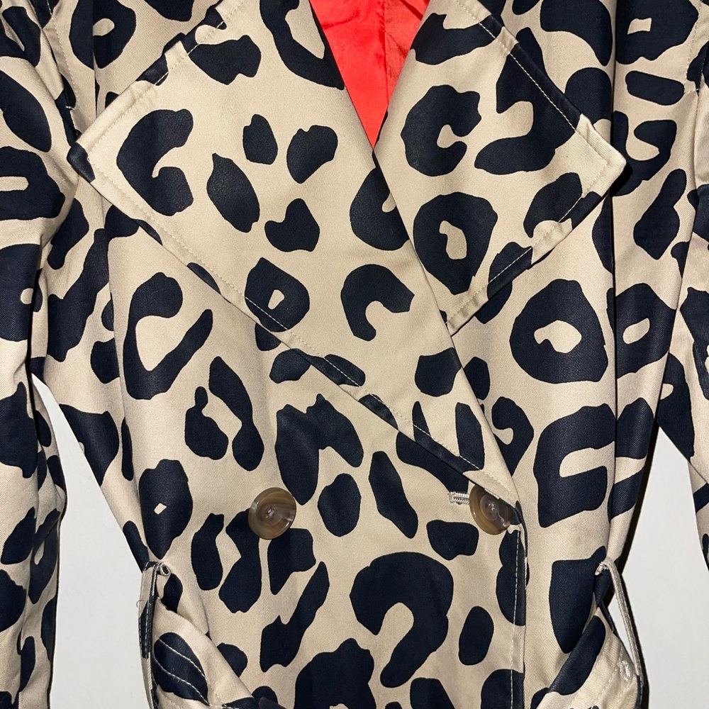 Leopard Print Women's Trench Coat - Picture 3 of 13